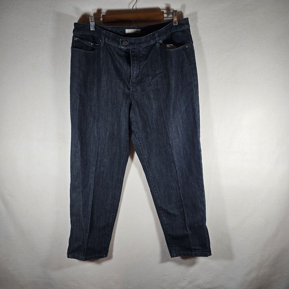 Chicos Platinum Dark Blue Wash Straight Leg Denim Jeans Chico Size 3, US 16